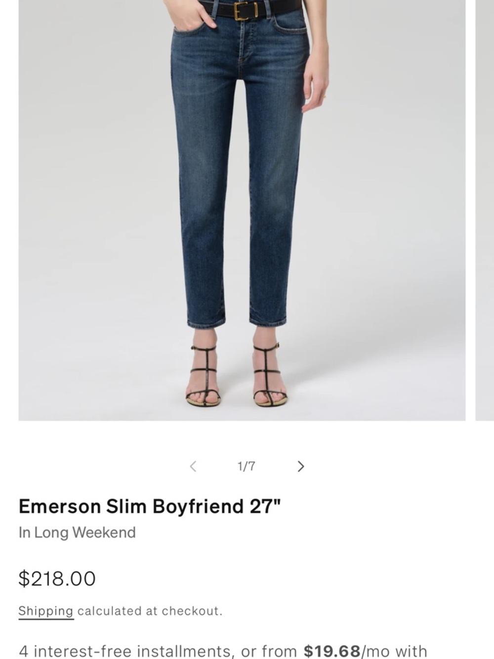 Citizens Of Humanity Emerson Slim Boyfriend 27”